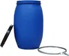 A blue plastic barrel with its lid and a metal clamp are displayed against a white background. Produktbild-Vorschau