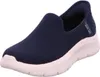 A single navy blue Skechers slip-on sneaker with a white sole, shown from a side-front angle against a white background. Produktbild-Vorschau