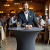 CASARIA® Table haute pliable grise avec housse grise mange Voir les images du produit 5