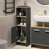 A bathroom vanity set with a tall cabinet and a sink cabinet, featuring a modern design with anthracite fronts and goldkraft oak accents. Náhled obrázku produktu