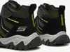 Close-up view of the back of two green and black children's hiking boots. Anteprima dell’immagine prodotto