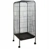 A tall, black metal bird cage with wheels and a tray at the bottom, shown against a white background. Náhled obrázku produktu