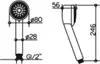 Technical drawing with dimensions of a shower head. Produktbild-Vorschau