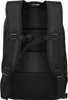 The back of a black backpack is shown. Produktbild-Vorschau