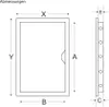 Diagram showing dimensions of a revision door. Podgląd zdjęcia produktu
