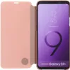 A pink book-style phone case is open to reveal a Samsung Galaxy S9+ phone with a purple screen. Náhľad obrázku produktu