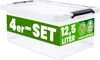 DEUBA® 4x Aufbewahrungsbox mit Deckel 12,5L Box Kunststoff Produktbild-Vorschau 1