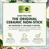 Marketing image for GreenPan ceramic non-stick cookware, highlighting features like PFAS-free, made clean with recycled aluminum, and innovative technology. Náhled obrázku produktu
