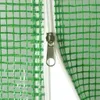 A close-up view of a green mesh greenhouse material with a silver zipper. Produktbild-Vorschau