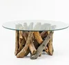 Individueller Teak Couchtisch TORA rund Glasplatte  D70cm Produktbild-Vorschau 3