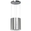 A modern, cylindrical island range hood suspended from the ceiling by thin wires. Náhľad obrázku produktu