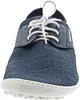 A close-up, front-facing view of a blue shoe with white laces. Produktbild-Vorschau