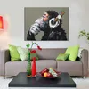 4002 Affe mit Kopfhörer Leinwandbild 3-teilig 80x60 cm Produktbild-Vorschau 3