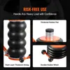 Collage of images showing features of a pneumatic car jack. Voir les images du produit