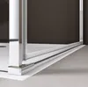A close-up view of the bottom corner of a shower enclosure, showing the sliding track and a chrome support. Produktbild-Vorschau
