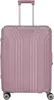 A rose-colored suitcase with a silver retractable handle and wheels, shown from the front against a white background. Produktbild-Vorschau