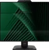 A black computer monitor with a green abstract wallpaper displayed on the screen, shown from the front on a black stand. Voir les images du produit