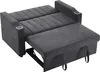 A gray sofa bed is shown in a partially opened state, with the footrest extended. Podgląd zdjęcia produktu