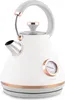 A white electric kettle with a thermometer and rose gold accents is shown against a white background. Produktbild-Vorschau