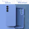 A split image showing a phone case on the left and the inside of the case on the right, with text overlays describing the materials. Produktbild-Vorschau