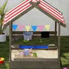 Outsunny Sandkasten mit Dach, Sandkiste Holz mit Sitzplatz Produktbild-Vorschau 8