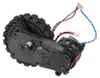 A close-up view of a robot vacuum cleaner's drive wheel and motor assembly. Produktbild-Vorschau