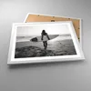 Gerahmtes Poster - Weißer Rahmen - Frau Strand Surfen - Produktbild-Vorschau 3