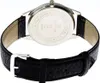 The back of a watch with a black leather strap. Produktbild-Vorschau