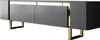 A modern TV stand with a sleek design, featuring anthracite cabinets and gold accents. Anteprima dell’immagine prodotto