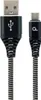 gembird Baumwoll USB-Ladekabel Typ C, 2 m, schwarz/weiß Anteprima dell’immagine prodotto 1