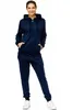 Damen Jogginganzug einfarbig 100% Baumwolle 586 Navy XL Produktbild-Vorschau 2