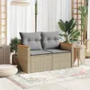 vidaXL Gartensofa mit Kissen 2-Sitzer Beige Poly Rattan Produktbild-Vorschau 3