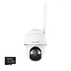 A white Reolink security camera with an antenna and a separate 32GB SD card are displayed against a white background. Anteprima dell’immagine prodotto