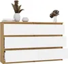 A modern dresser with white drawers and a wood-toned frame, decorated with dried flowers in vases on top. Anteprima dell’immagine prodotto
