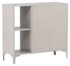 Buffet avec deux portes et deux étagères, de couleur beige. Voir les images du produit 12