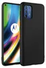 A black phone case is shown next to a smartphone. Produktbild-Vorschau