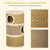 A cat scratching post with two close-up views of the materials used. Produktbild-Vorschau
