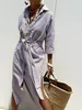 ASKSA Femme Eté Vintage Bouton Bas Robe Chemise Manches Voir les images du produit 2