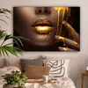 MuchoWow® - Obraz na płótnie - Gold - Woman - Colour - Lips Podgląd zdjęcia produktu 2