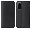 A black flip cover case for a Samsung Galaxy S20 phone, shown open. Produktbild-Vorschau