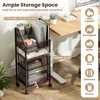 Carrello portab libri su ruote, con 2 ripiani e 3 cesti, Anteprima dell’immagine prodotto 4
