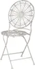 A white metal bistro chair with a decorative, circular backrest and seat. Produktbild-Vorschau