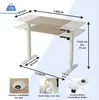 A diagram illustrating the dimensions and features of an adjustable height desk. Anteprima dell’immagine prodotto