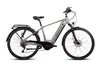 A silver electric bicycle with black accents is shown against a white background. Produktbild-Vorschau