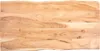 A top-down view of a wooden tabletop with a live edge. Produktbild-Vorschau