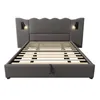 A studio shot of a bed frame with a headboard and integrated lights. Anteprima dell’immagine prodotto
