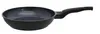 A black frying pan with a speckled interior and a black handle, shown from a side angle against a white background. Produktbild-Vorschau