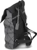 A side view of a gray and black backpack with a geometric pattern. Produktbild-Vorschau
