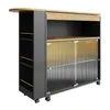 A mobile kitchen island or bar cart with storage shelves and cabinets. Produktbild-Vorschau