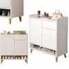 Collage of white furniture items, likely shoe cabinets, with decorative items and shoes. Anteprima dell’immagine prodotto